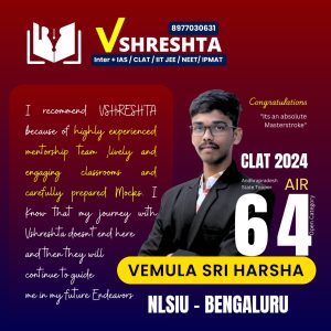 V Sri Harsha - Clat 2024 AIR 64 Rank